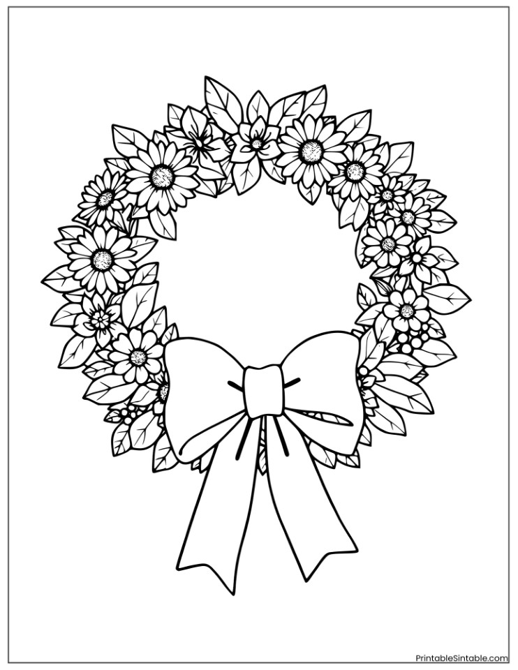 christmas wreath with daisies