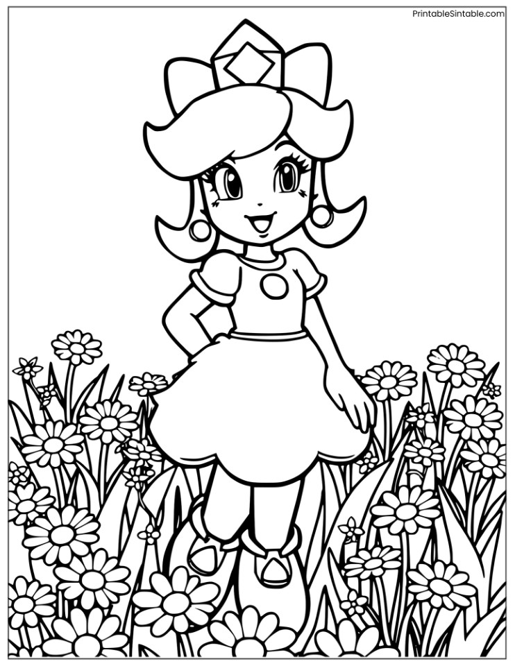 daisy super mario in a flower field