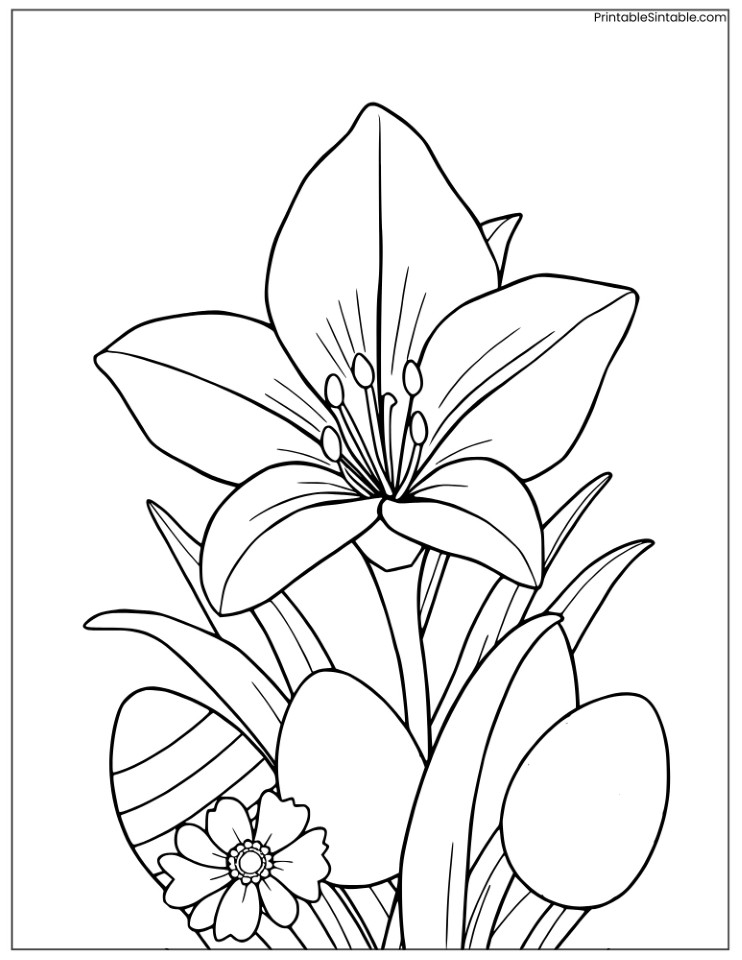 easter lily with eggs