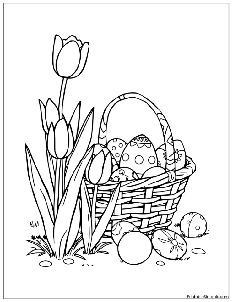 easter tulip with eggs