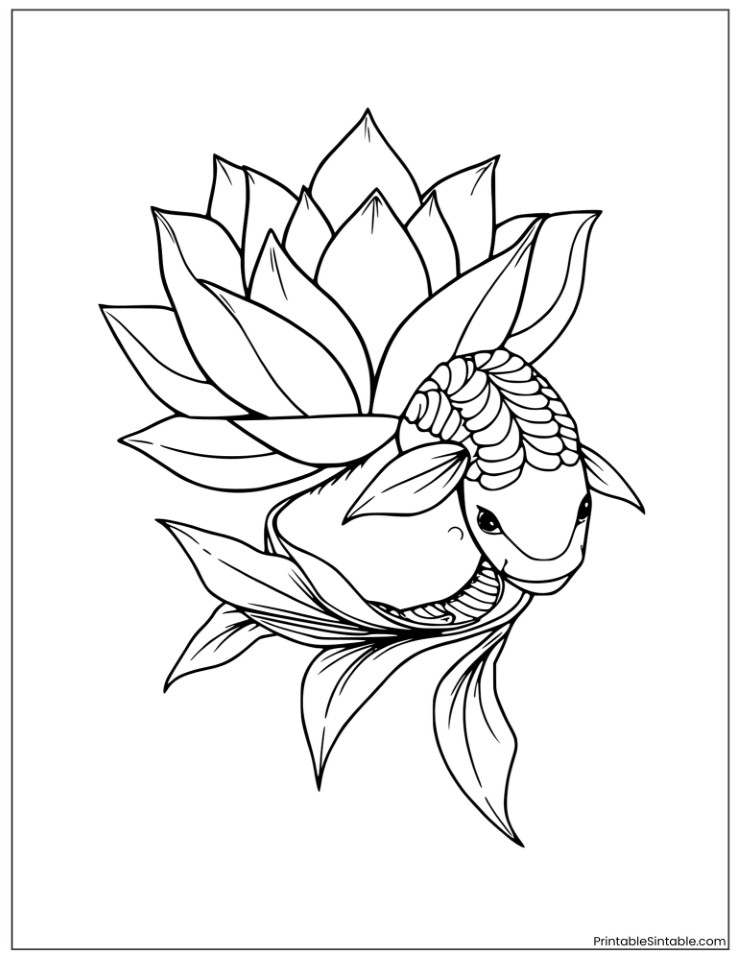 lotus and fish tattoo design