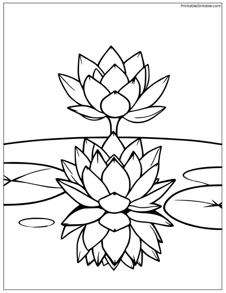 lotus floating on water with reflections