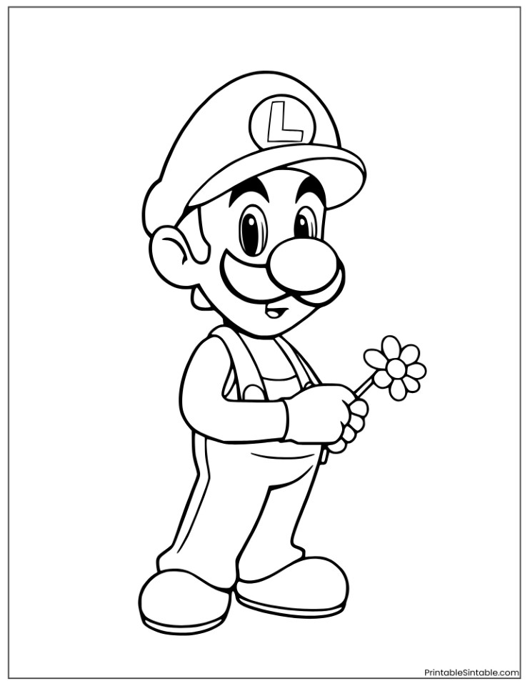 luigi holding a daisy