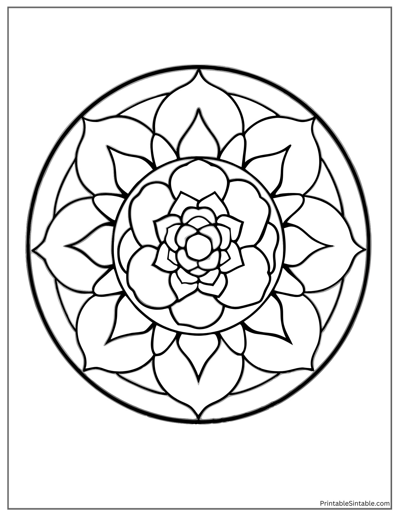 mandala rose with thick outlines