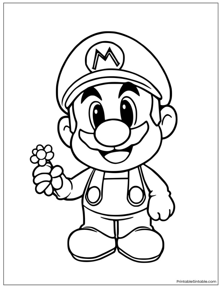 paper mario holding a small daisy