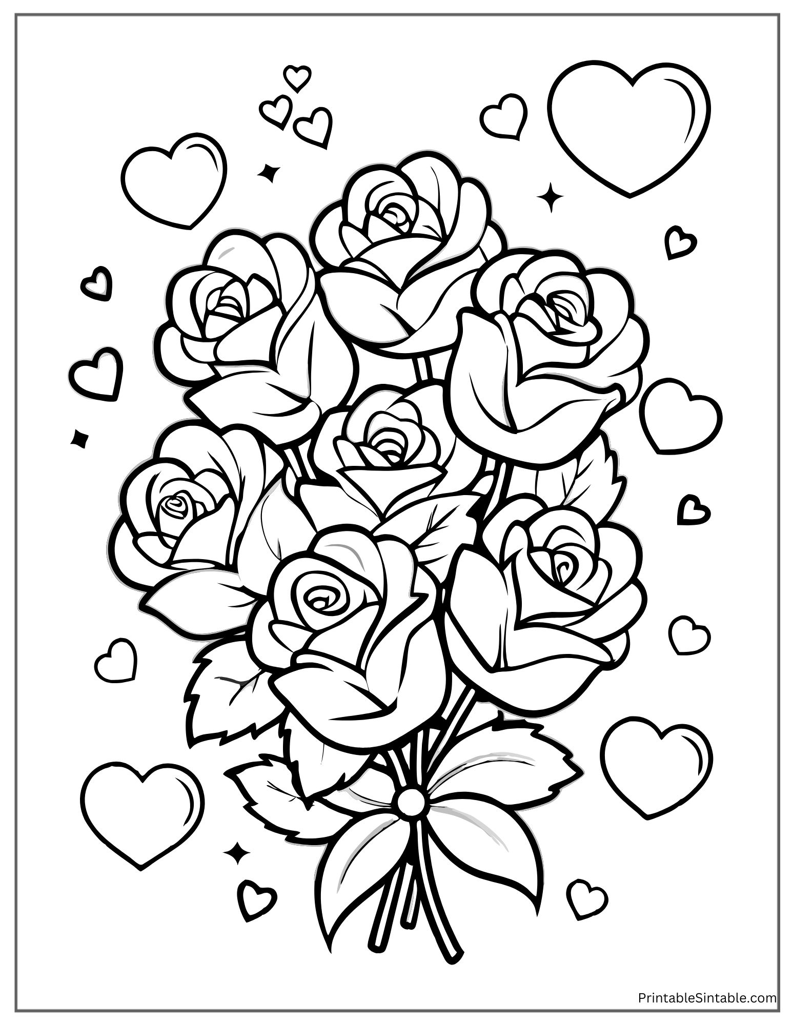 valentine's day rose bouquet with hearts